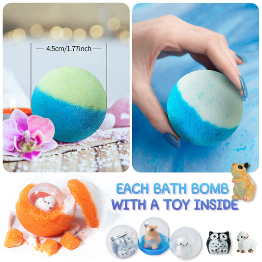 Organic handmade bath fizzies for children displaying vibrant bubble colors in water.