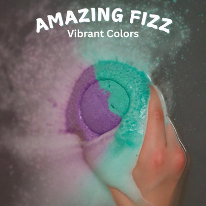 Kid friendly non staining bath bombs for boys and girls with surprise action figures.