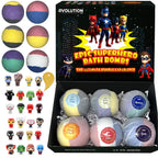 Lifestyle image of happy kids enjoying a fun bath time with superhero fizzers
