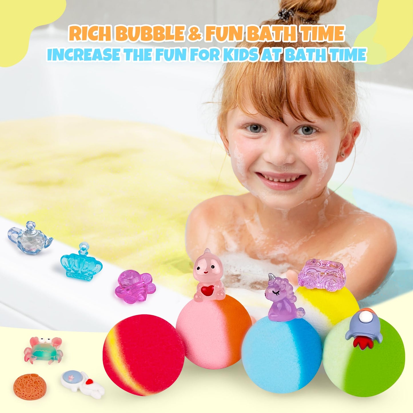 Six smaller themed gift boxes containing colorful surprise toy fizzers for boys and girls