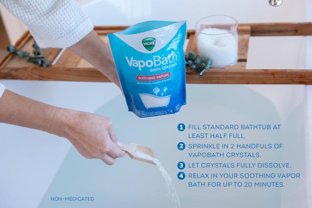 Side profile view of Vicks VapoBath thirty six ounce pouch