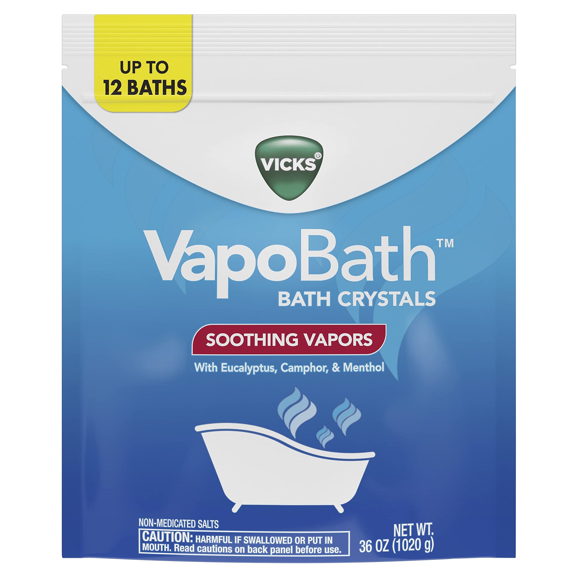 Authentic Vicks aromatherapy bath salts showing clean quick dissolving premium product texture