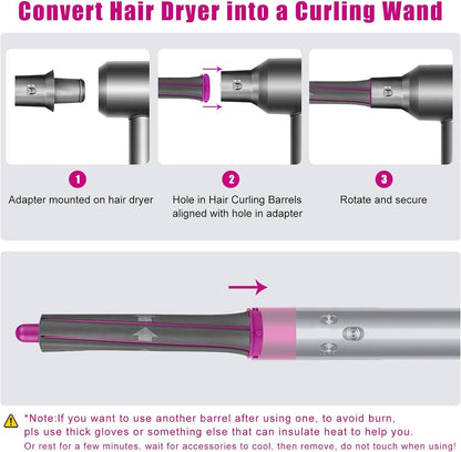 Long curling barrel attachments for Dyson hair dryer