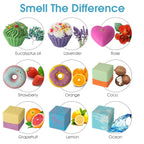 Comfso kids bath bombs showing shaped cupcakes and donuts packaging