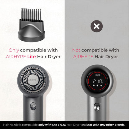Tymo magnetic comb nozzle showing heat resistant teeth