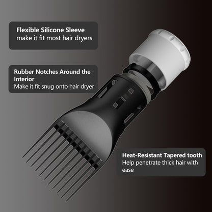 Lura blow dryer attachment showing flexible silicone base