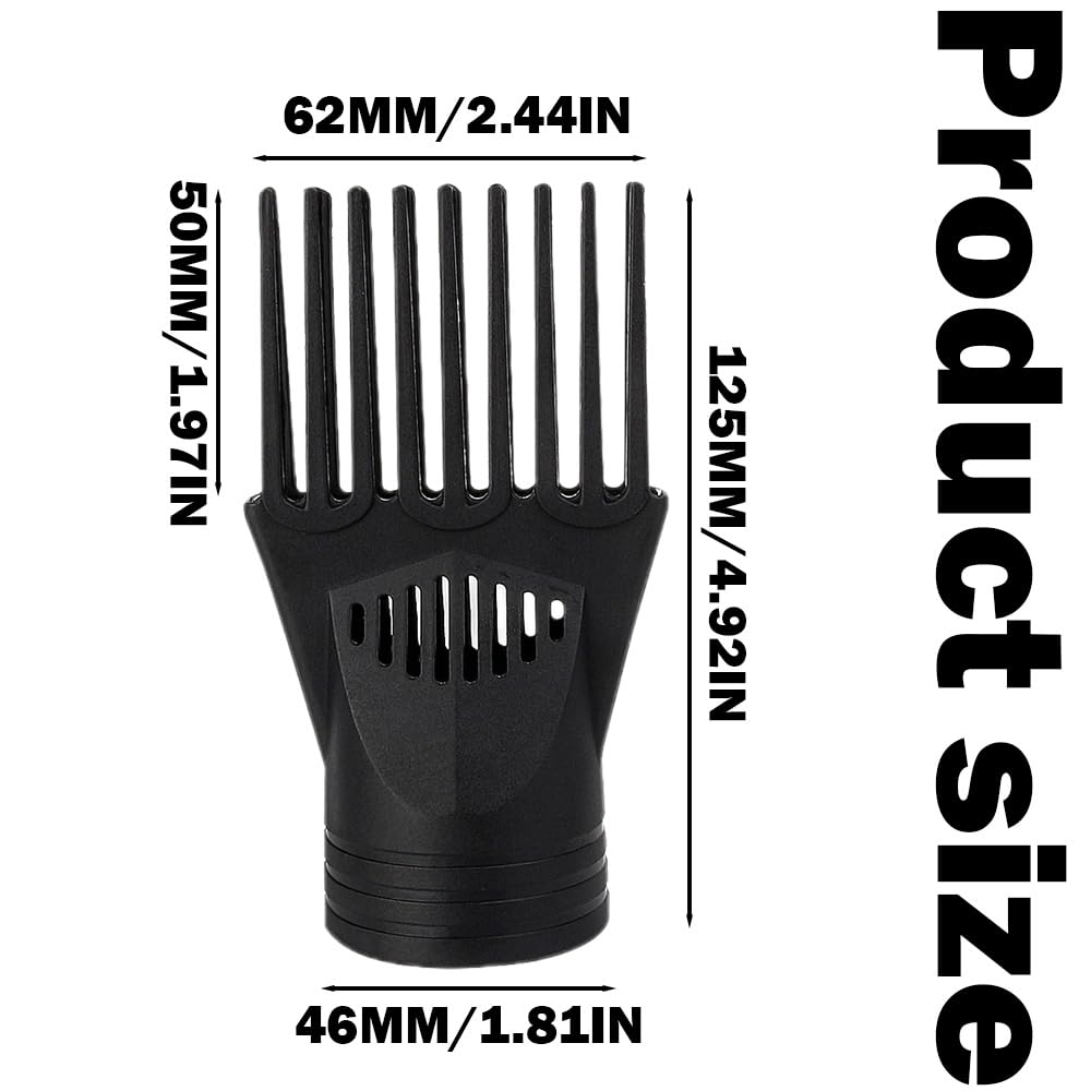 Side angle of black plastic universal dryer comb