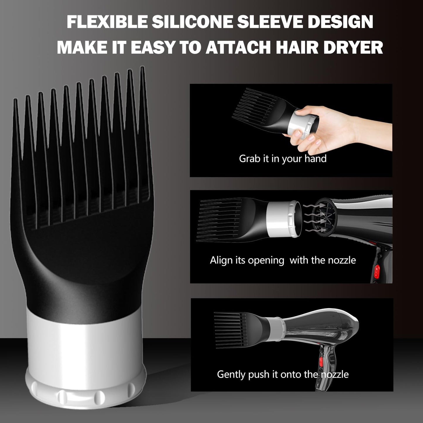 Side profile of Lura hair dryer comb nozzle