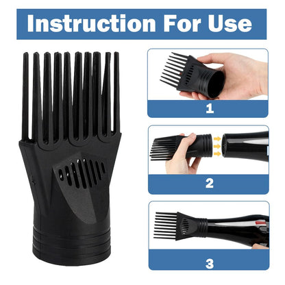 Close up of hair dryer comb attachment teeth