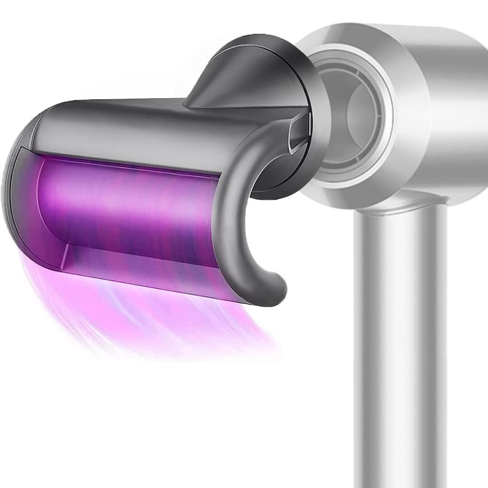 Side angle of Chuancheng flyaway nozzle attached to hair dryer