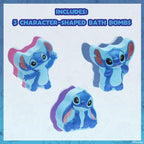 Townley Girl Disney Stitch character shaped bath bombs close up