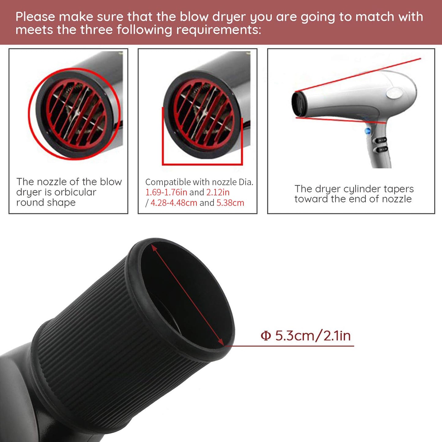 Segbeauty blow dryer comb attachment rubberized base detail