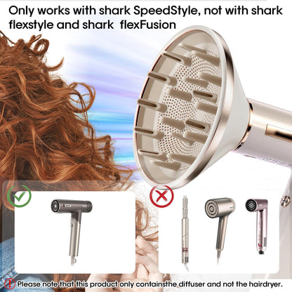 Side view of GENCAM diffuser nozzle compatible with Shark SpeedStyle hair dryer models