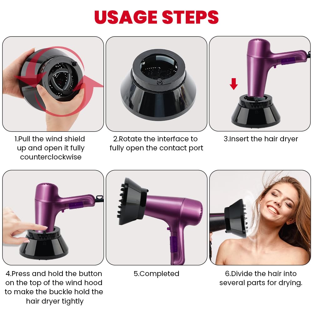 RIJATRAGAR black diffuser attachment demonstrating compatibility with standard size hair dryers