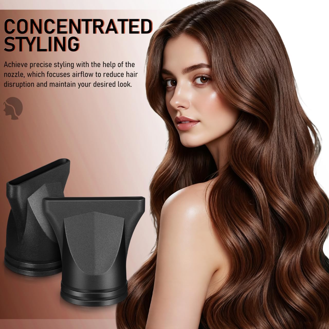 Black replacement hair dryer nozzles showing the secure universal slide-on interface design.