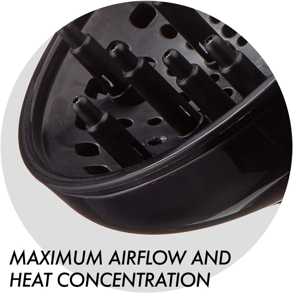 Side angle view of the Italian designed Sam Villa deep bowl finger diffuser for curly hair.