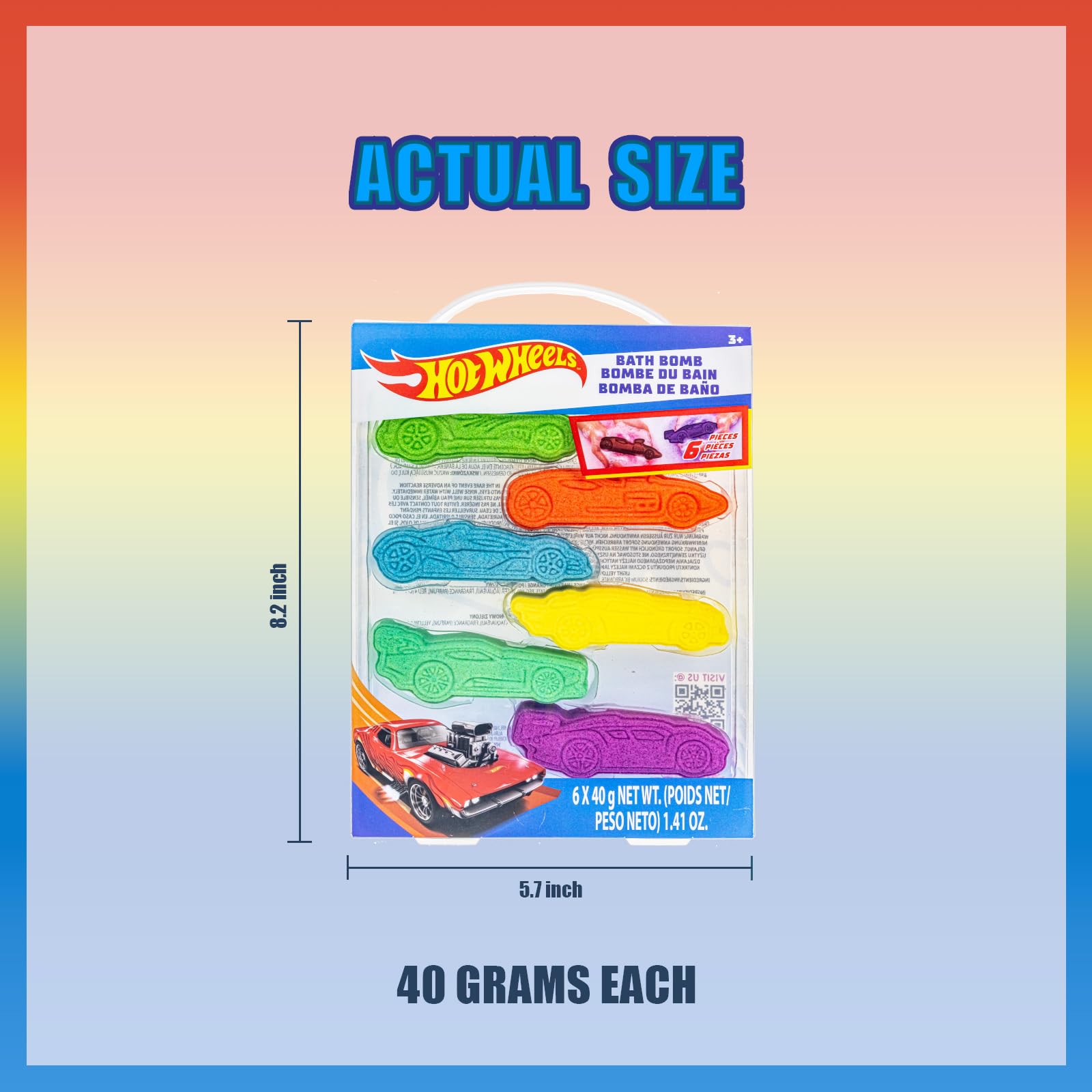 Authentic Hot Wheels theme forty gram bath bombs close up