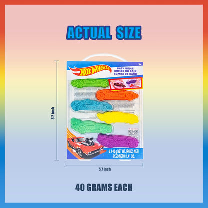 Authentic Hot Wheels theme forty gram bath bombs close up