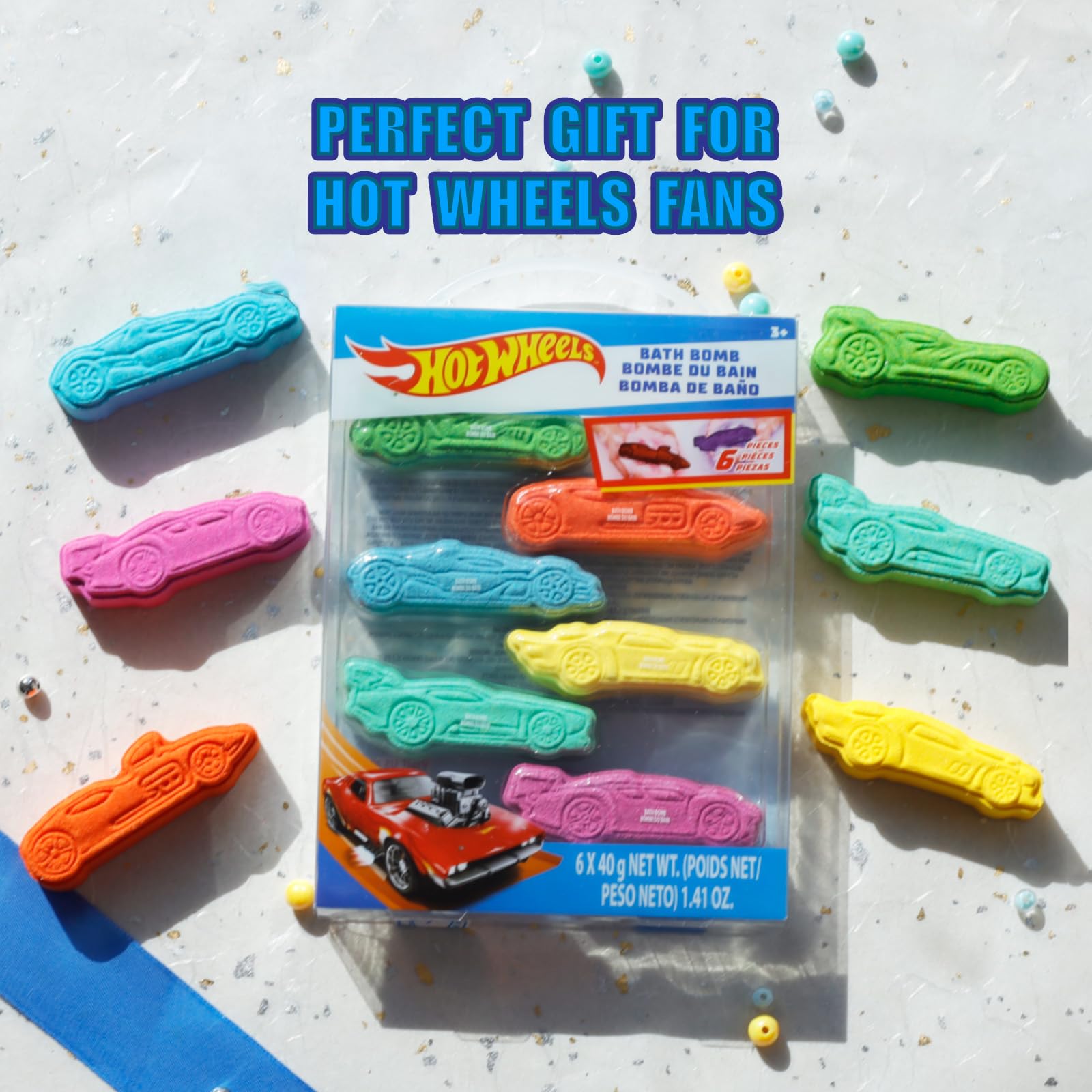 Bubblegum fragranced colorful bath fizzies for ages three plus