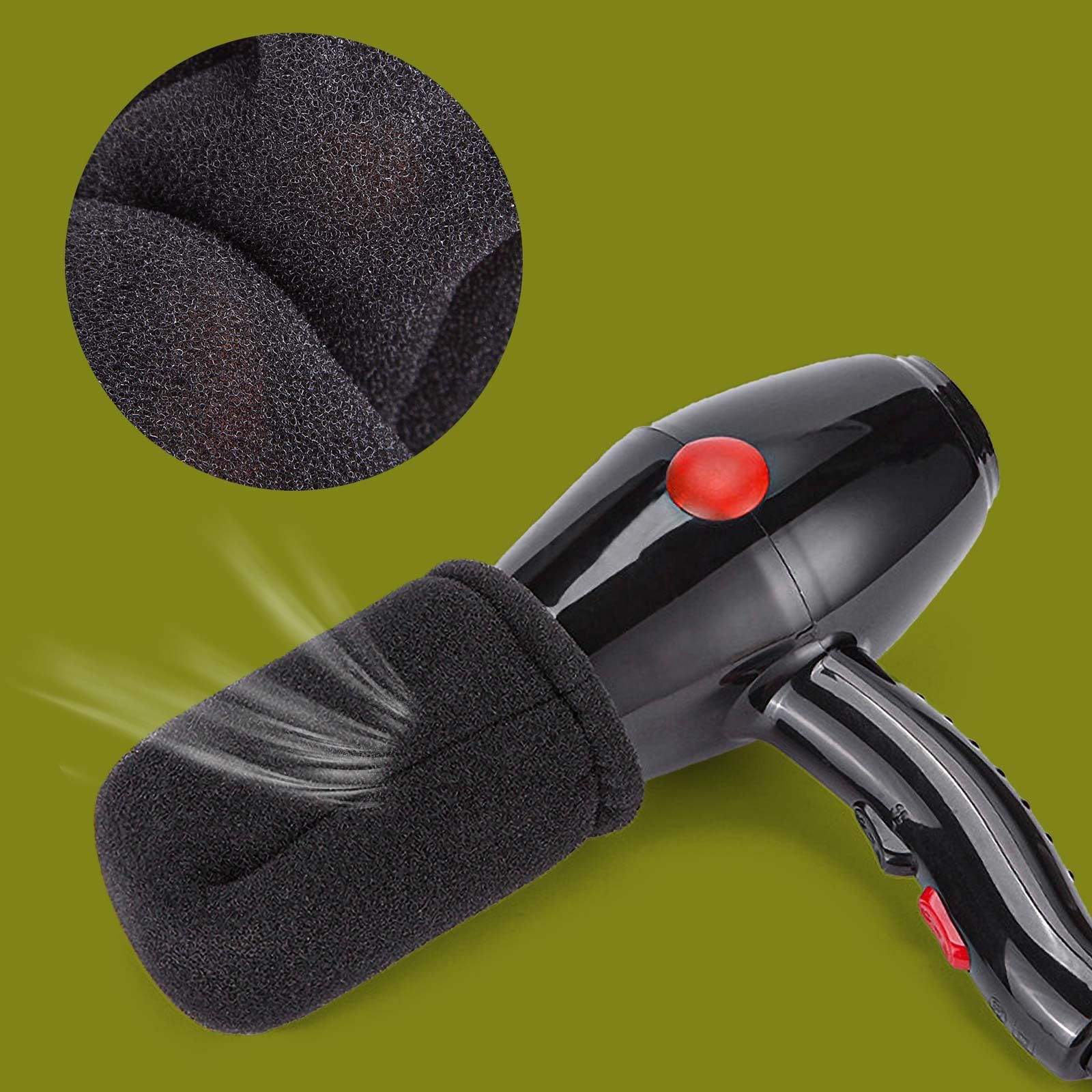 Close up of the flexible elastic band on the travel friendly hair diffuser cap