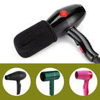 WOBEVB curly hair sock diffuser demonstrating its universal fit capability on a standard dryer nozzle