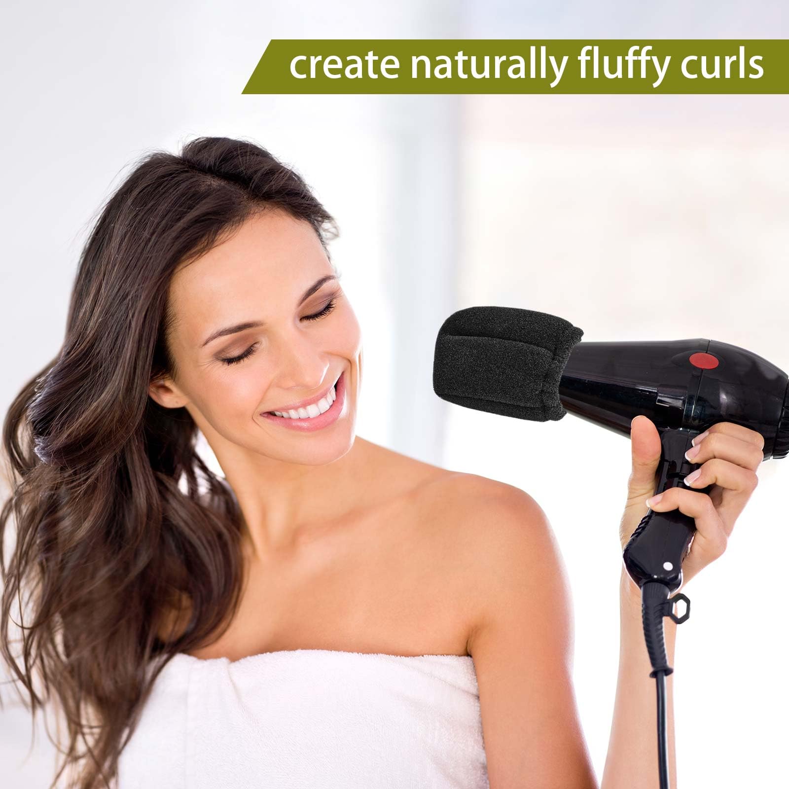 Lightweight and collapsible foam hair diffuser showing how easily it folds for travel