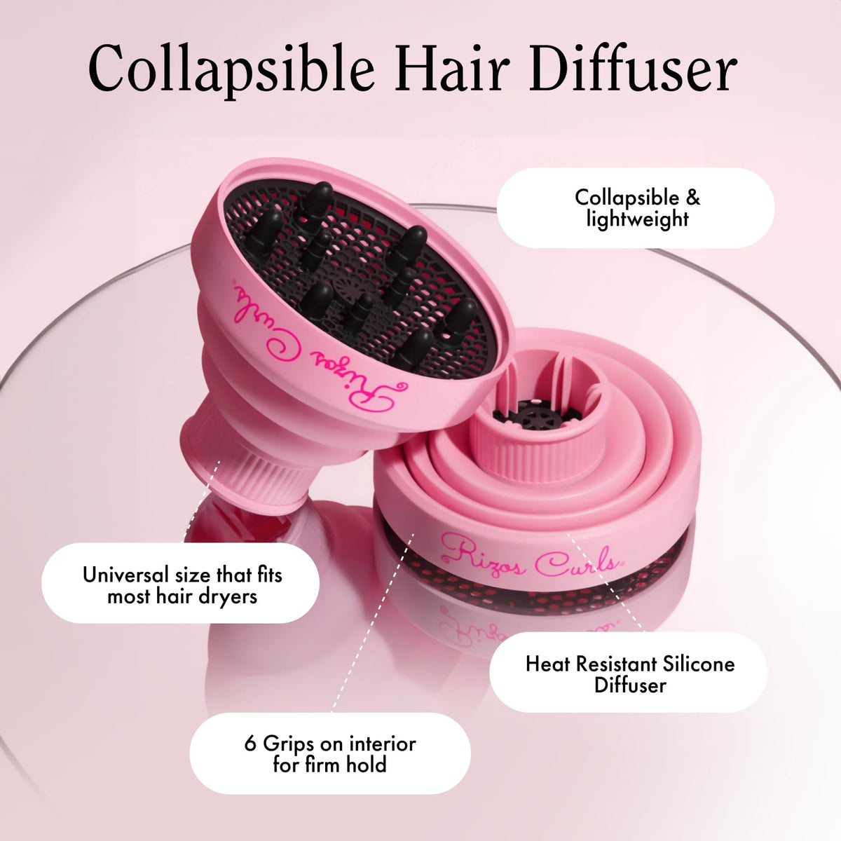 Universal fit pink silicone diffuser bowl showing the wide opening and short interior prongs