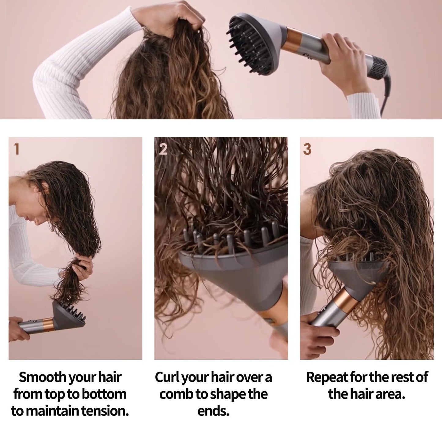Volumizing diffuser accessory for multi styler wand close up view