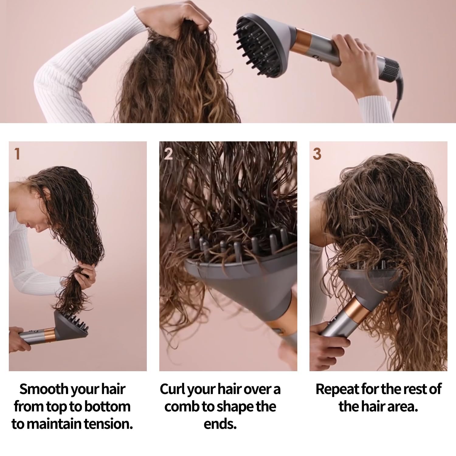 Volumizing diffuser accessory for multi styler wand close up view