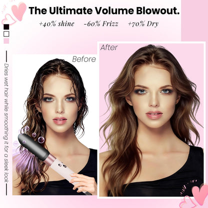 Side view of the air-powered sleek hair styler attachment showing the directional airflow vents.