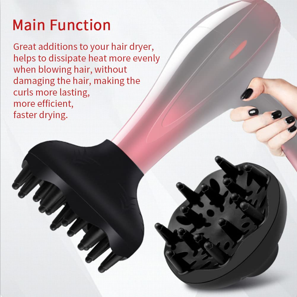 Imported hair dryer diffuser attachment showcasing the wide bowl airflow distribution system.