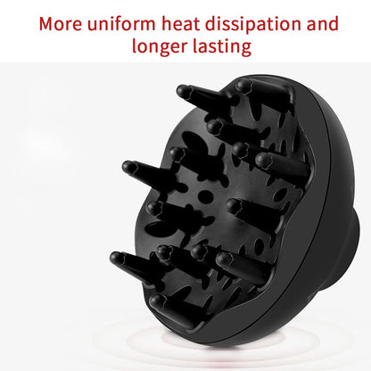 Close up view of the durable plastic prongs on the black hair diffuser tool.