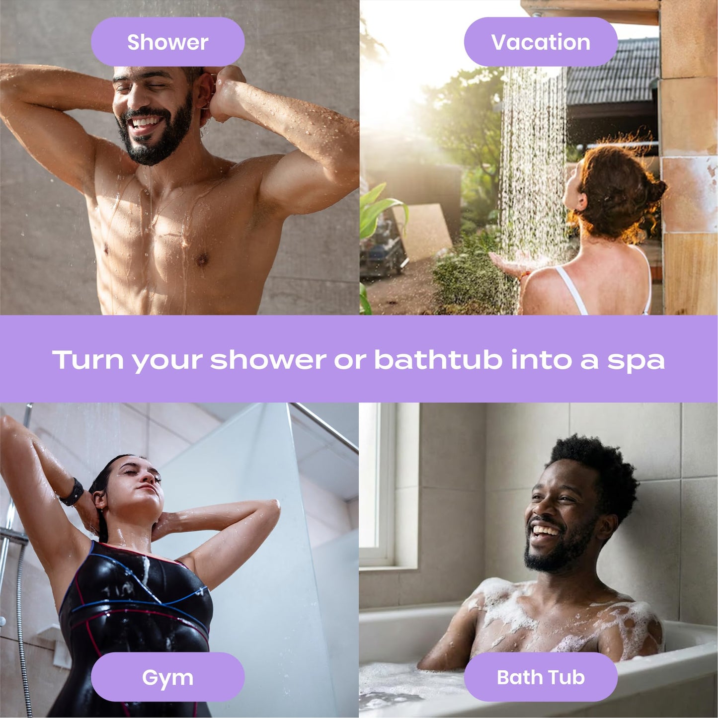 Bathroom setting illustrating the relaxing steam generated by the aromatherapy tablet