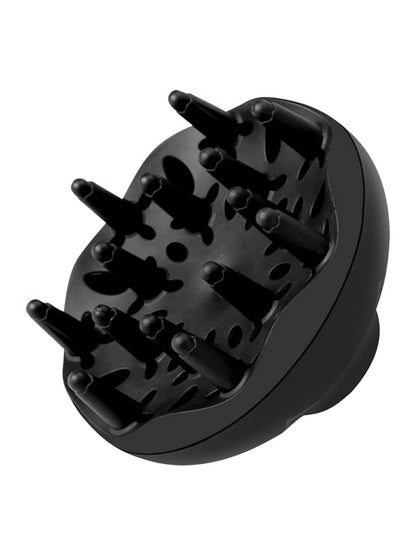 Premium imported hair diffuser attachment packaging perspective for curly hair care.
