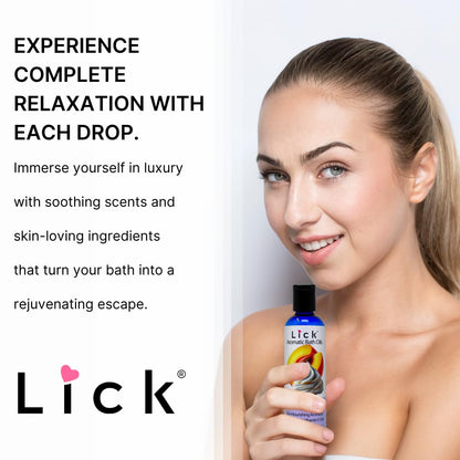 Lick dessert blends aromatic soak oil highlighting the rich texture of the hydrating formula.