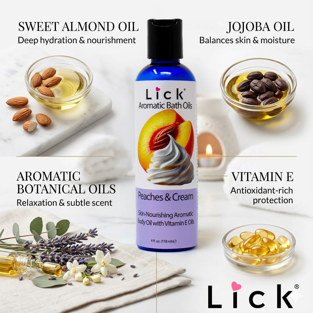 Lick Peaches And Whipped Cream Aromatic Bath Oil texture and oil consistency preview