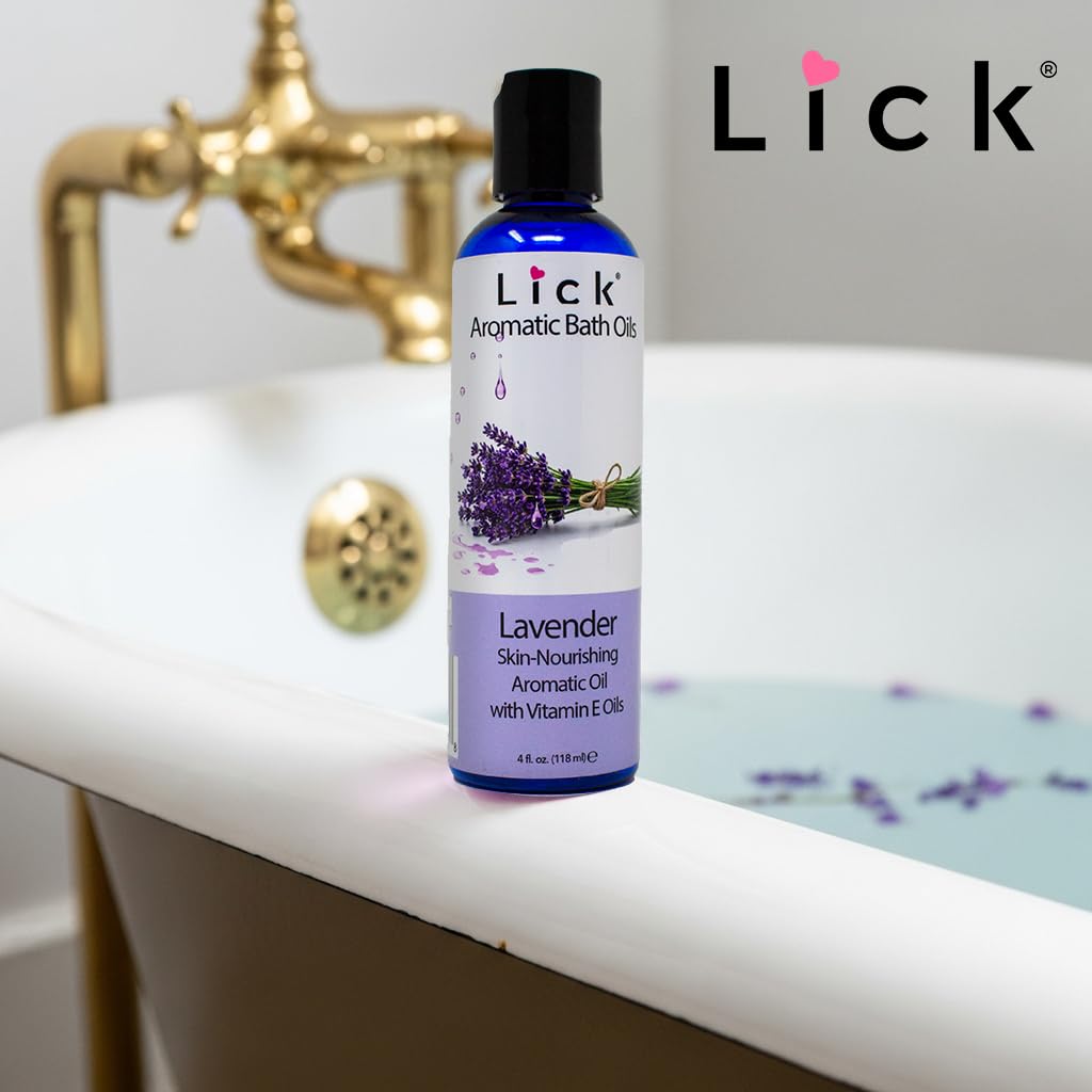 Aromatic bath oil with lavender floral scent for stress relief