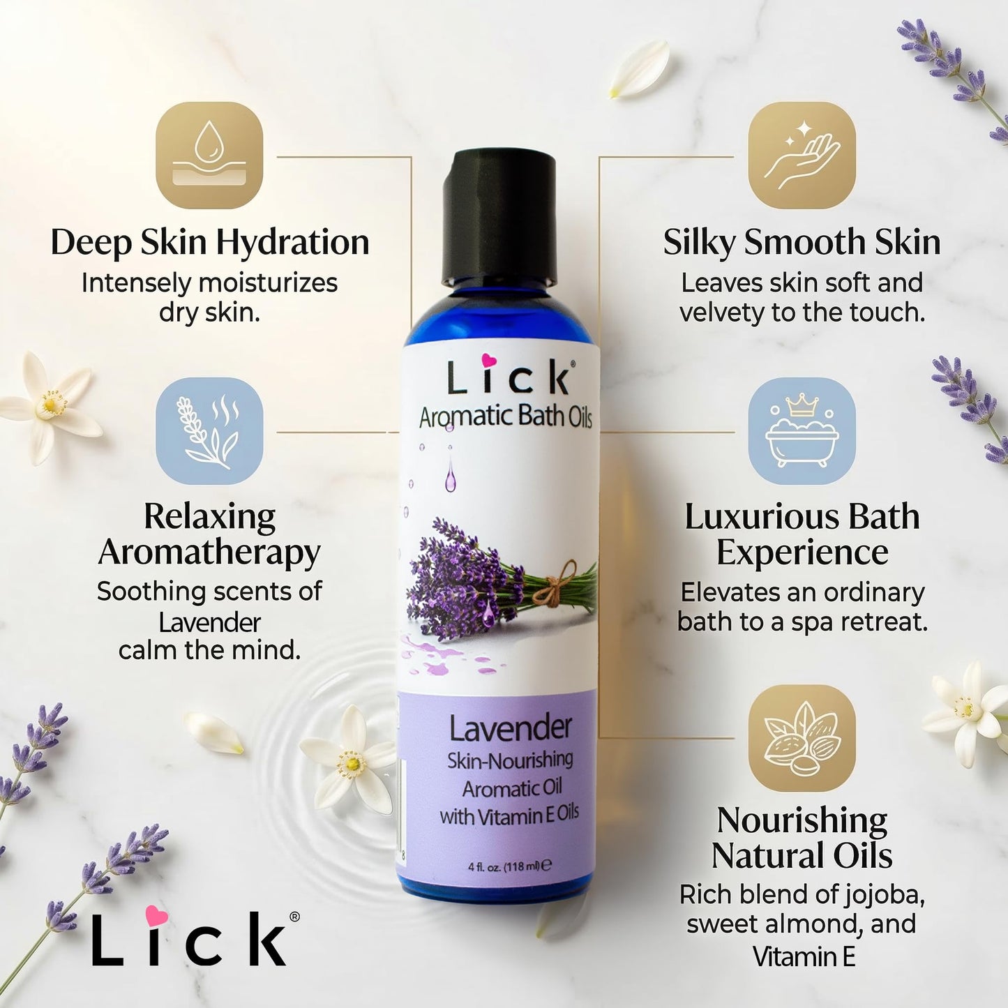 Luxury aromatherapy body massage oil formula close up view
