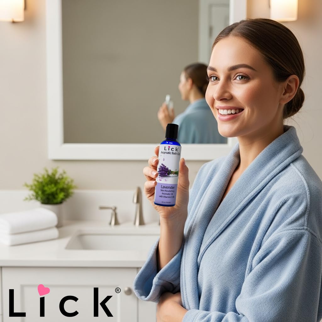 Premium 4 Ounce liquid bath oil pour showing smooth texture