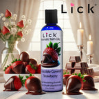 Lick chocolate strawberry bath oil bottle with label details