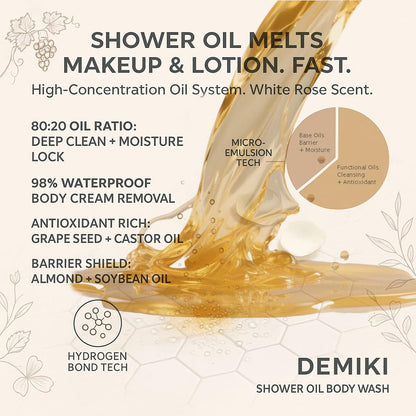 Back label of Demiki Japanese body wash showing product ingredients