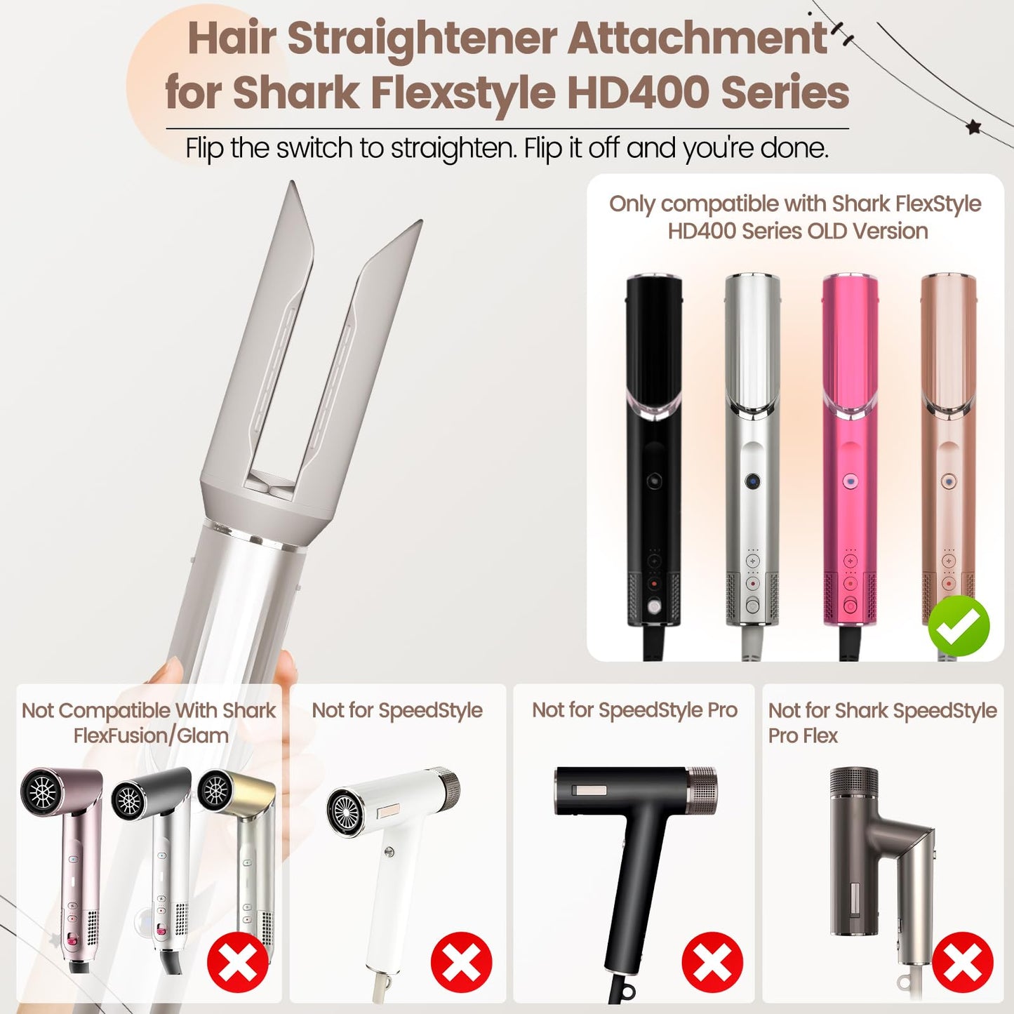 Auto clamping hair straightener replacement part for shark hd400 side angle