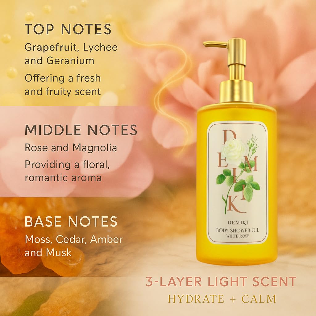 Demiki White Rose essence body oil cleanser for winter skincare