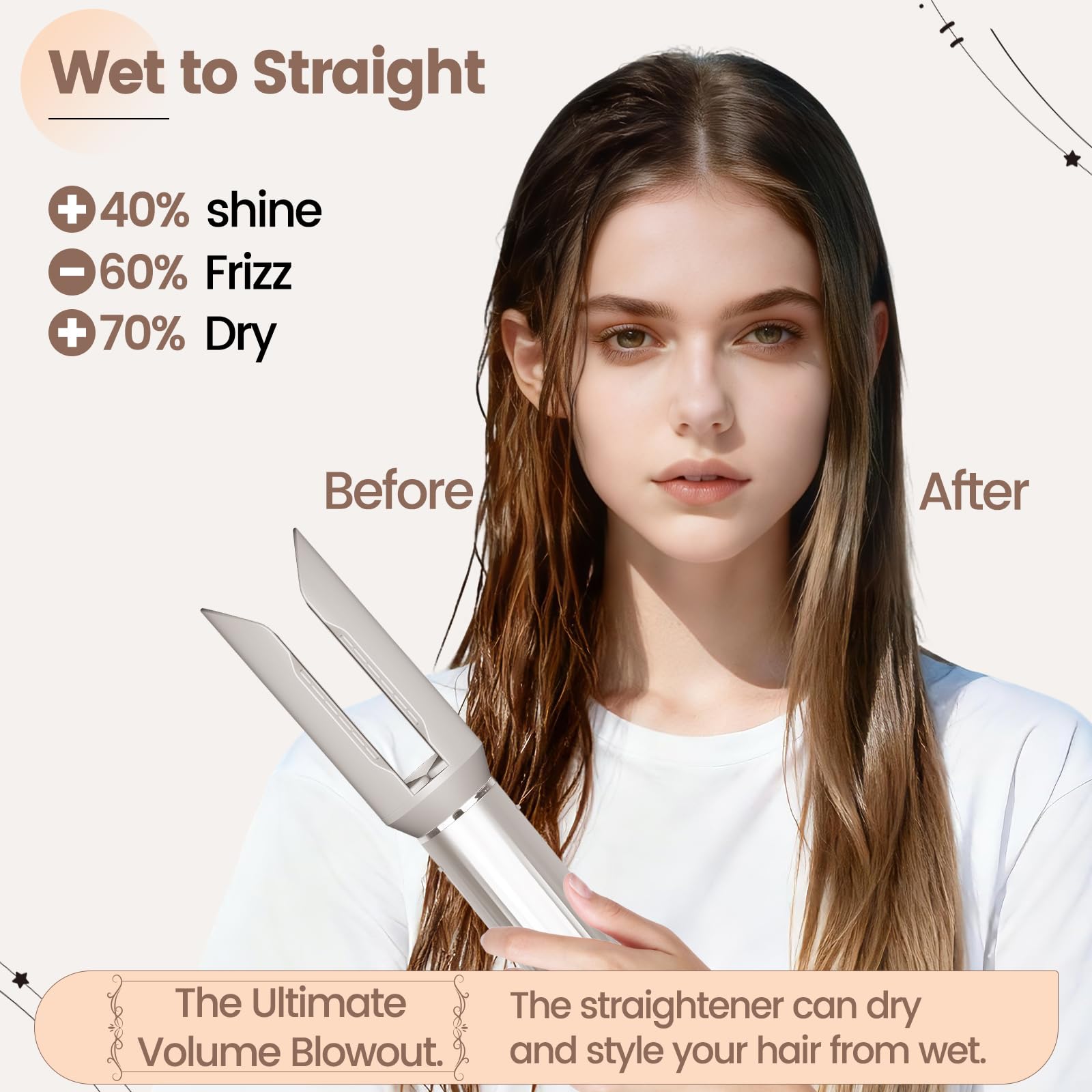 Premium replacement smoothing tool attachment for wet to straight hair transformation