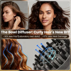 Side profile of the heat resistant lightweight diffuser attachment for curly hair styling.