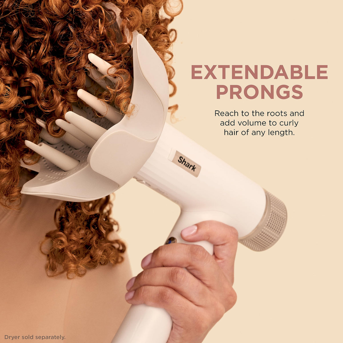 Close up view of the extendable prongs on the Shark SpeedStyle hair dryer diffuser