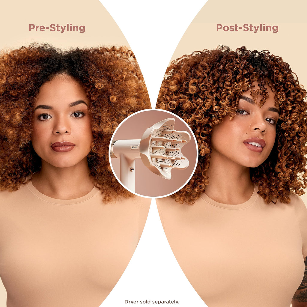 Side profile of the authentic Shark curly hair diffuser attachment showing the connection base