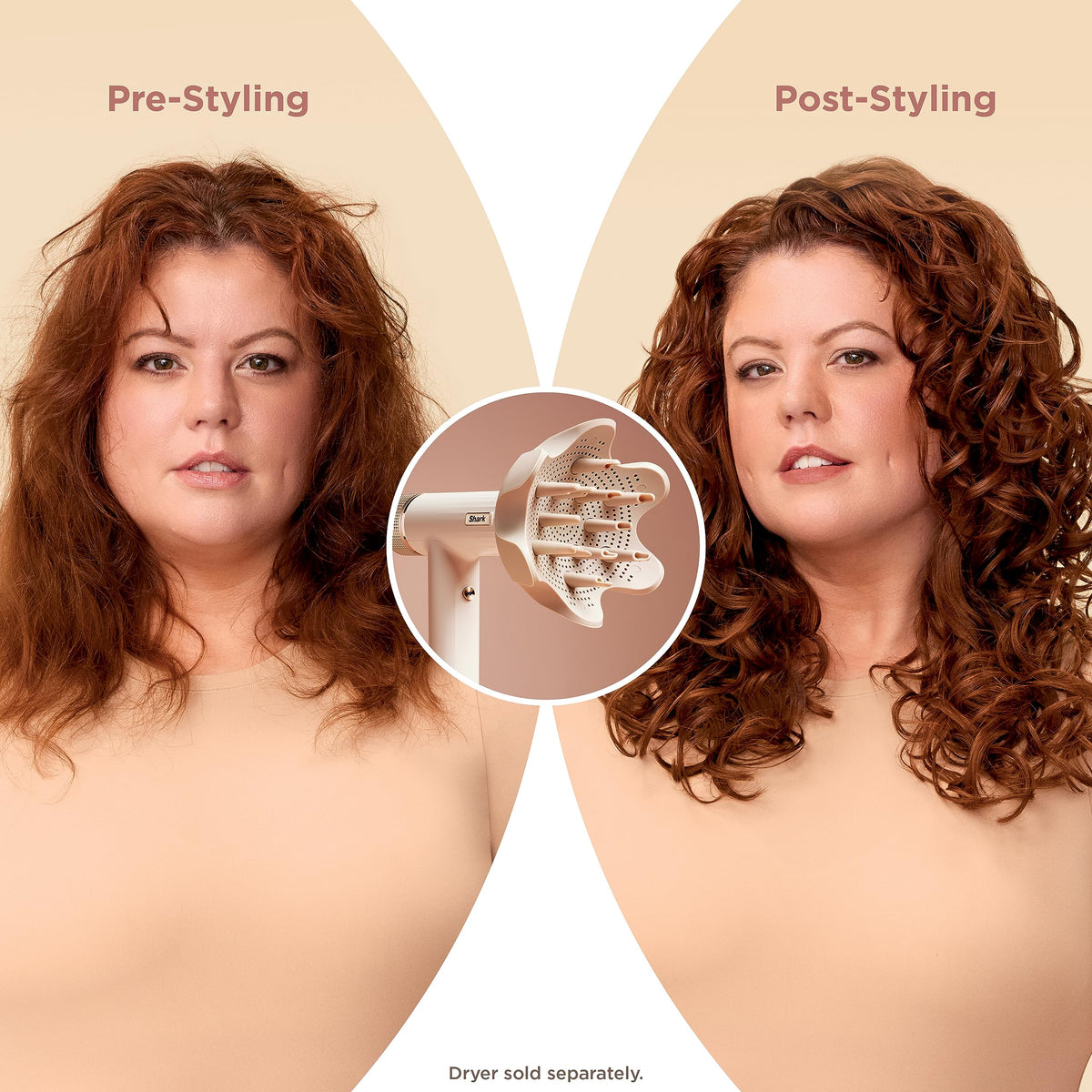 Shark DefrizzFast Diffuser with prongs fully retracted for short hair styling