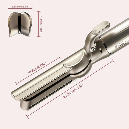 Premium champagne finish Sazika airflow tool displaying the contact strip side for gentle hair alignment
