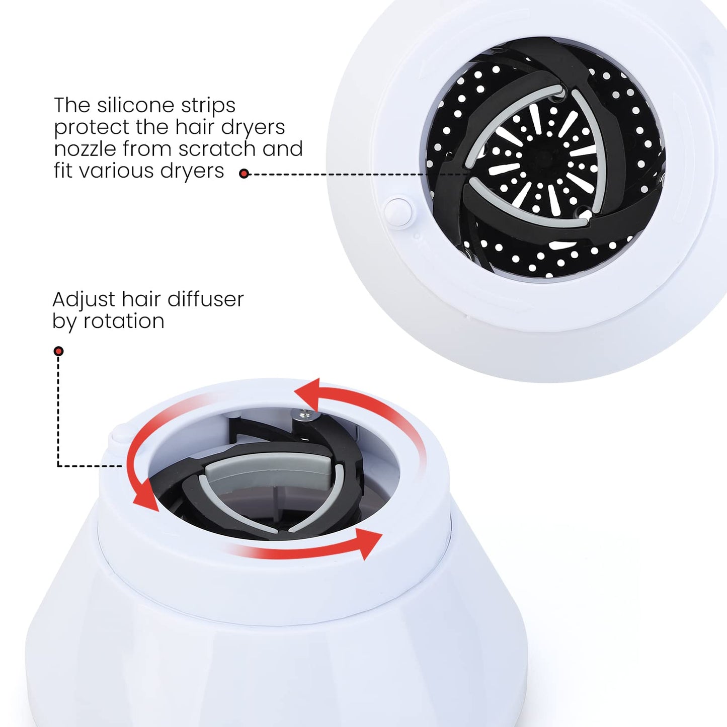 Close up of the resilient rubber grips inside the Segbeauty universal diffuser nozzle